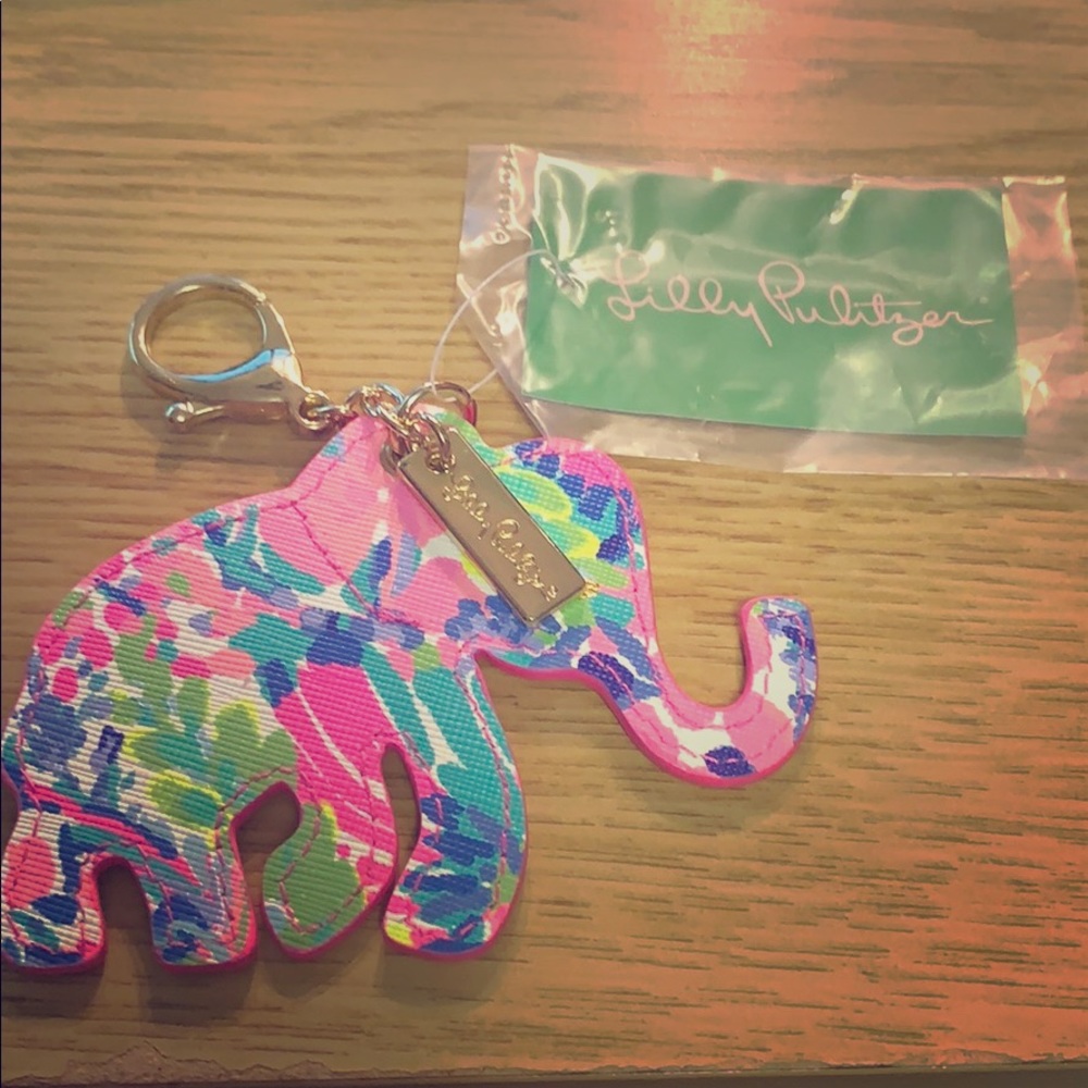 NWT Lilly Pulitzer Elephant Critter Keychain